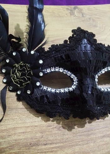 Siyah Payetli Kadın Maskesi - Görsel 2