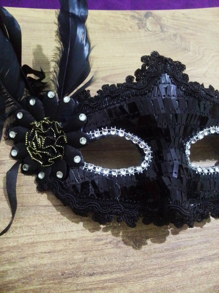 Siyah Payetli Kadın Maskesi - Görsel 2