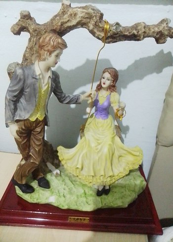 Renkli Bej Figürin Çift Heykeli - Görsel 4