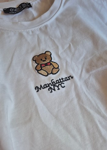 Beyaz Baskılı Kadın Tişört - Görsel 3