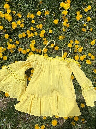 Sarı crop bluz