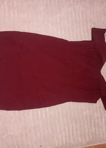 Bordo Drapeli Uzun Abiye Elbise