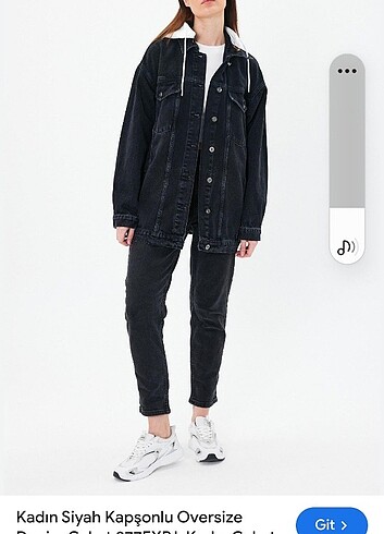 Trendyol & Milla Kadın Siyah Kapüşonlu Oversize Denim Ceket