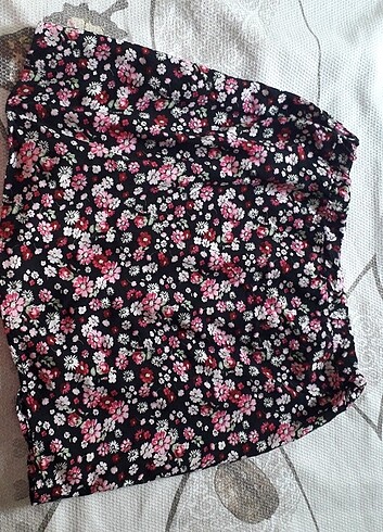 Koton beli lastikli pembe çiçekli kisa etek 