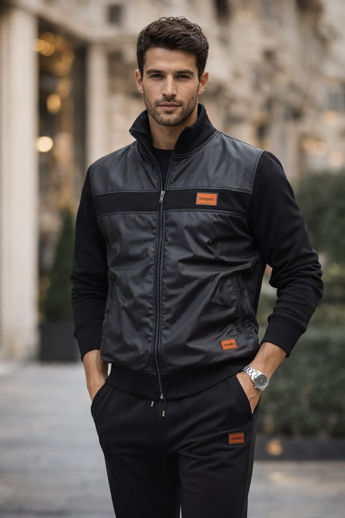 Hermes deri görünümlü lüks eşofman takımı - Görsel 2