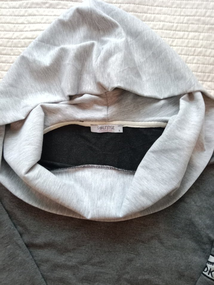 Gri Kadın Kapüşonlu Uzun Kollu Sweatshirt - Görsel 2