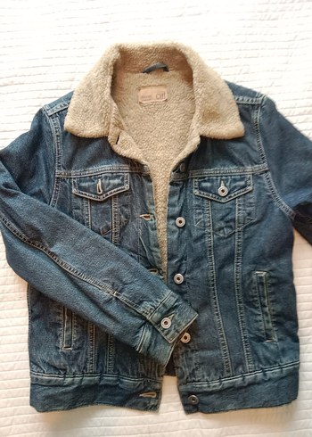 Kürklü Kadın Kot Ceket, Rahat Kesim - Görsel 2