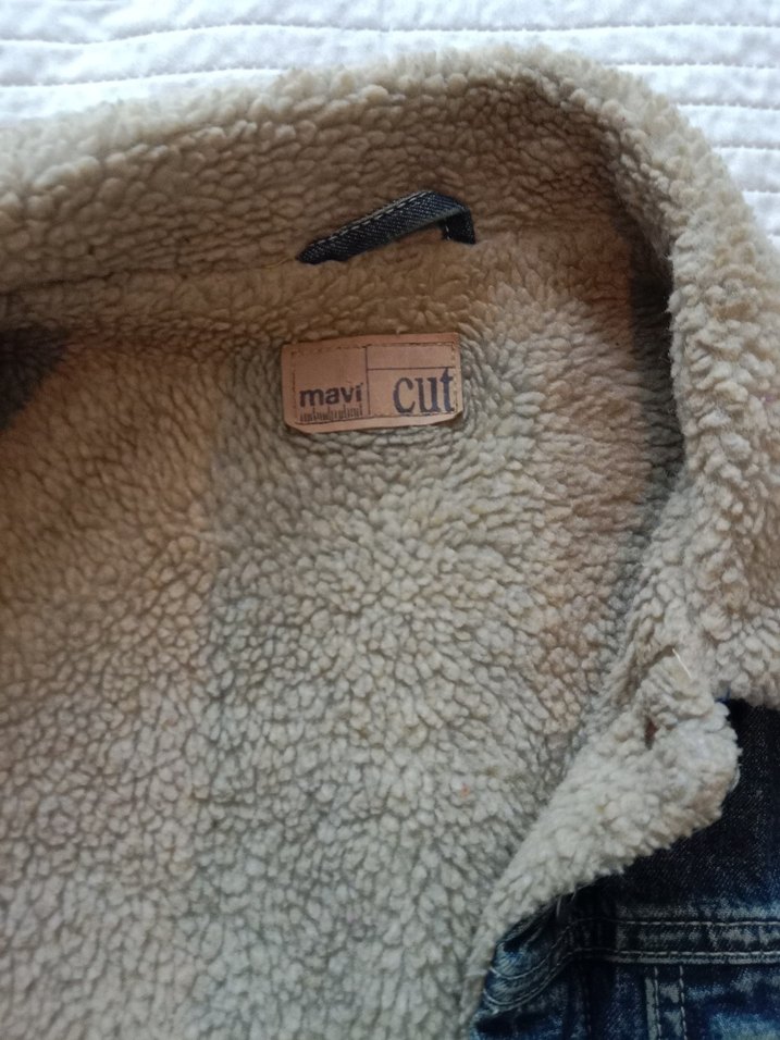 Kürklü Kadın Kot Ceket, Rahat Kesim - Görsel 3