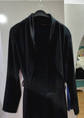 Uzun Siyah Kadın Sabahlık - Görsel 5