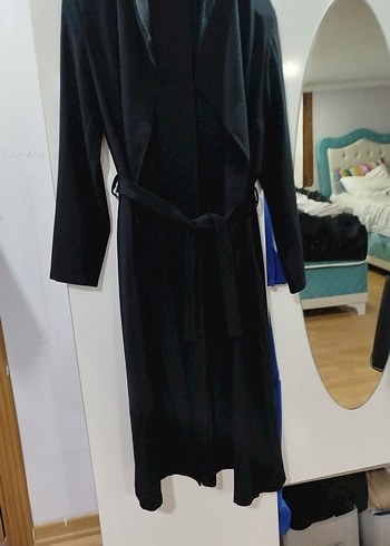 Uzun Siyah Kadın Sabahlık - Görsel 3