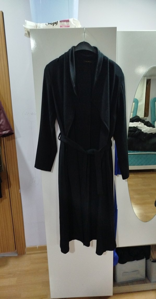 Uzun Siyah Kadın Sabahlık - Görsel 2