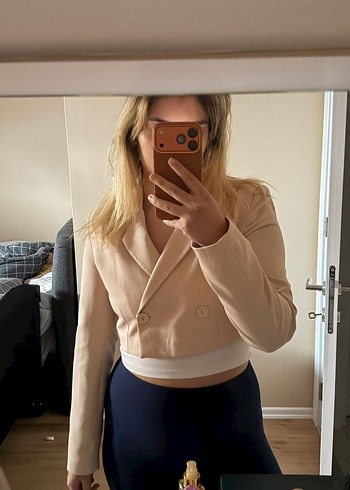 Bej Mini Kadın Blazer Ceket - Görsel 5