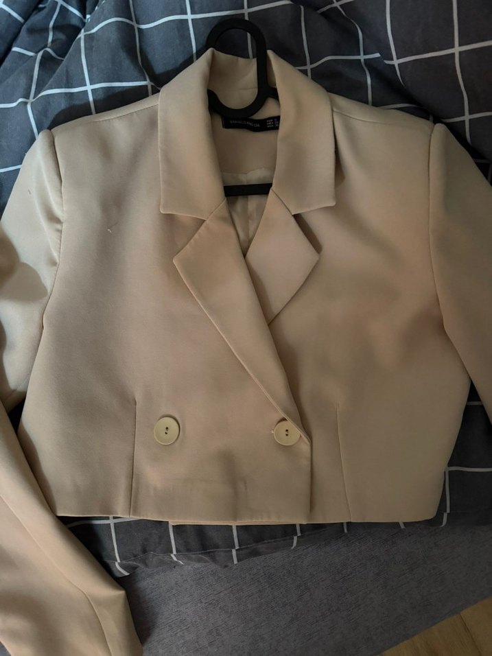 Bej Mini Kadın Blazer Ceket - Görsel 2
