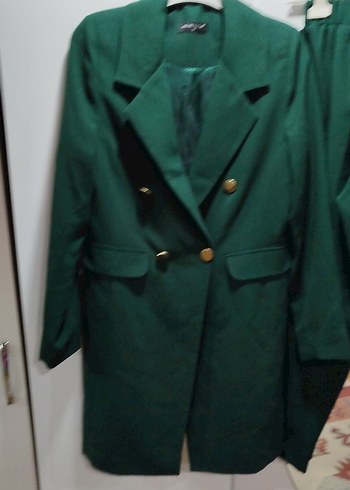 Kadın Yeşil Uzun Kesim Blazer Takım - Görsel 4