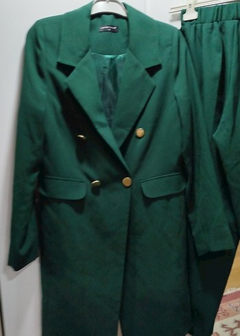Kadın Yeşil Uzun Kesim Blazer Takım - Görsel 2