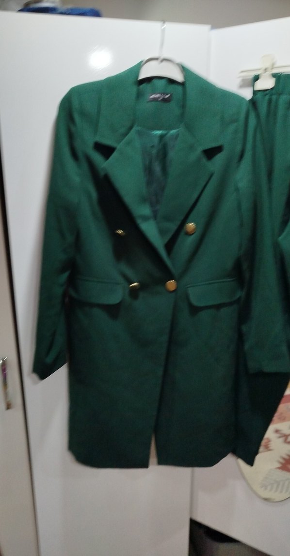 Kadın Yeşil Uzun Kesim Blazer Takım - Görsel 4