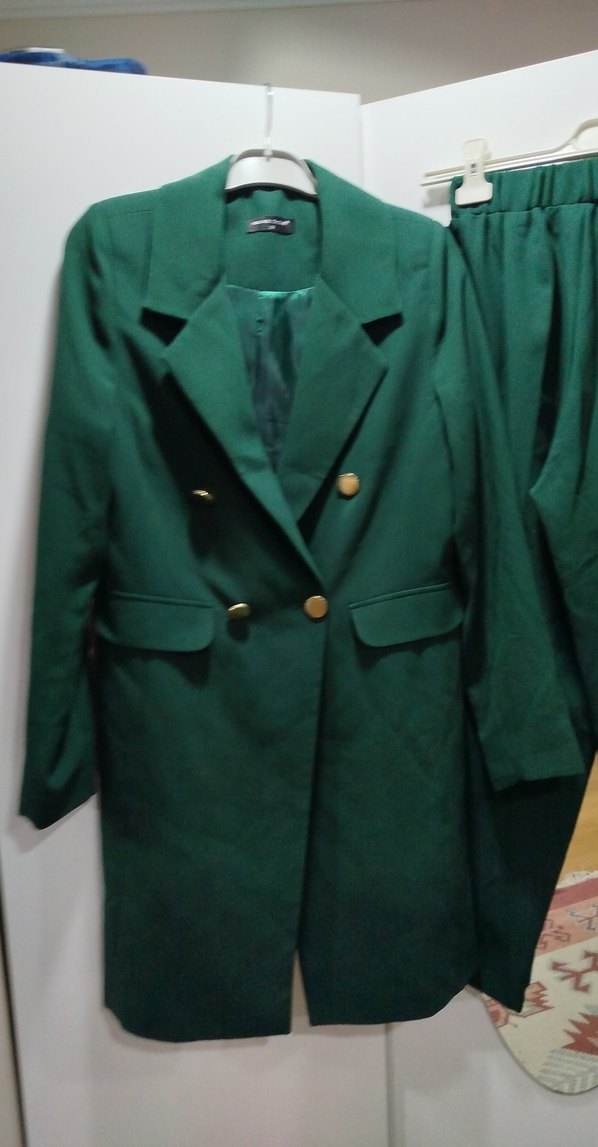 Kadın Yeşil Uzun Kesim Blazer Takım - Görsel 2