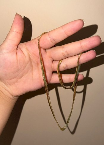 Altın Renk Zincir Detaylı Midi Kolye - Görsel 3