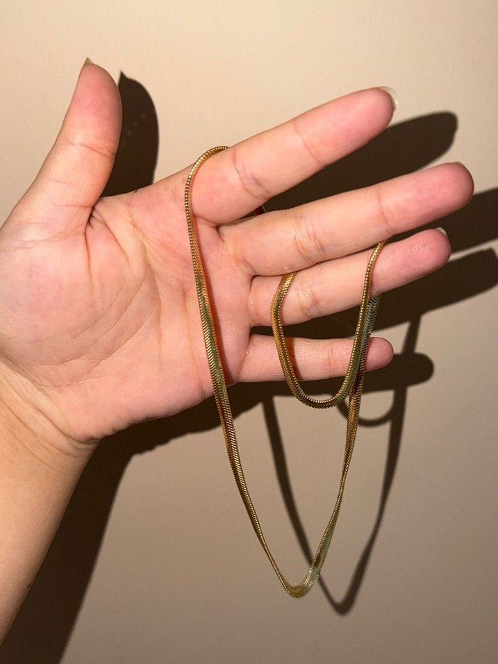 Altın Renk Zincir Detaylı Midi Kolye - Görsel 3