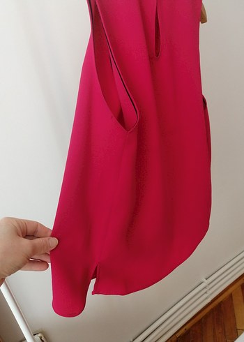 36 Beden pembe Renk Kolsuz Mini fuşya renk Basic Bluz