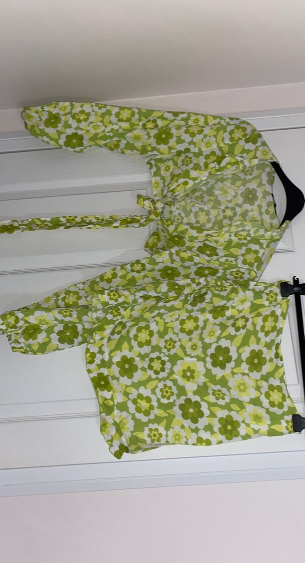 Yeşil Çiçek Desenli Mini etek ve bolero - Görsel 4