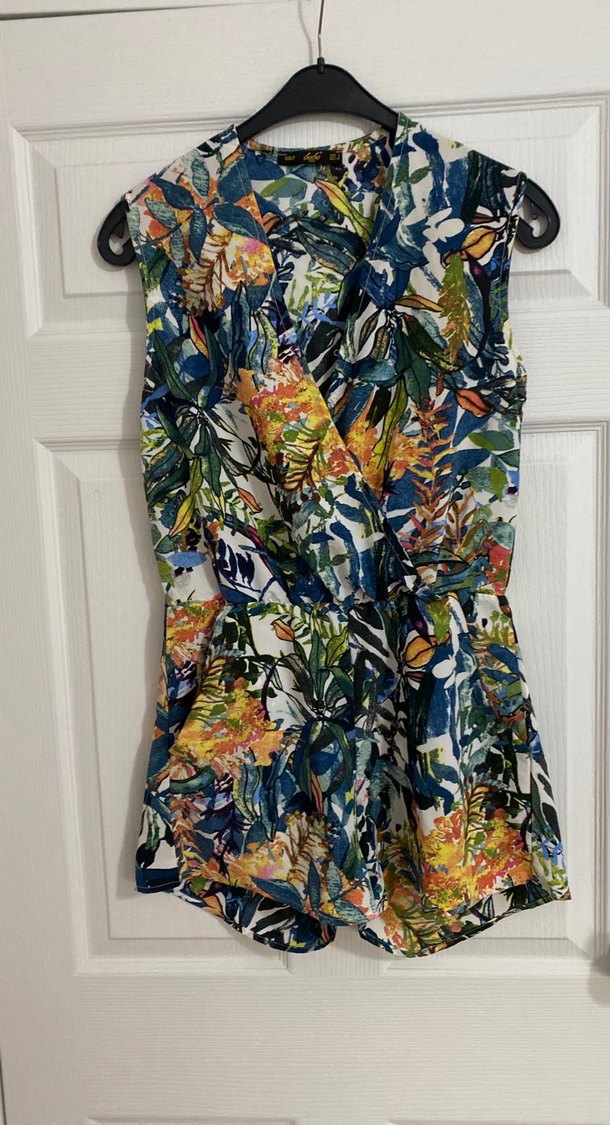 Bohem Çok Renkli Desenli V Yakalı Kadın Tulum - Görsel 4