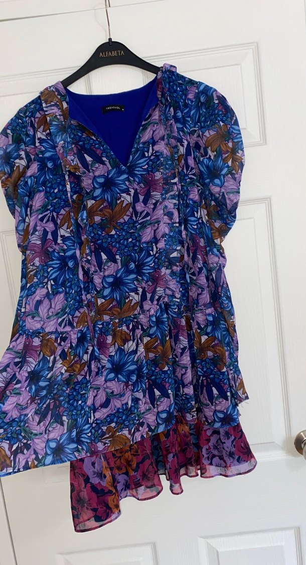 Bohem Kısa Kollu Mor Hamile Tuniği - Görsel 3