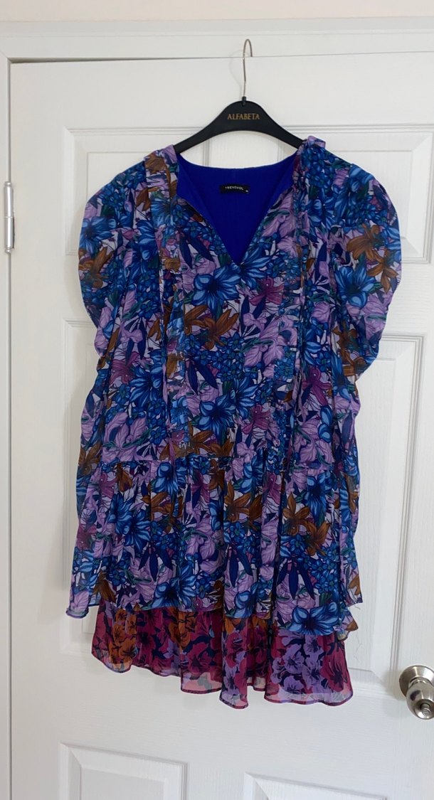 Bohem Kısa Kollu Mor Hamile Tuniği - Görsel 2