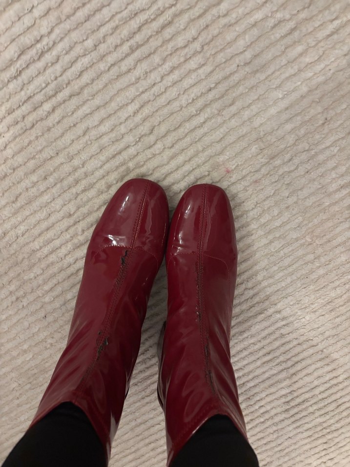 Parlak Kırmızı Deri Kadın Botlar - Görsel 4
