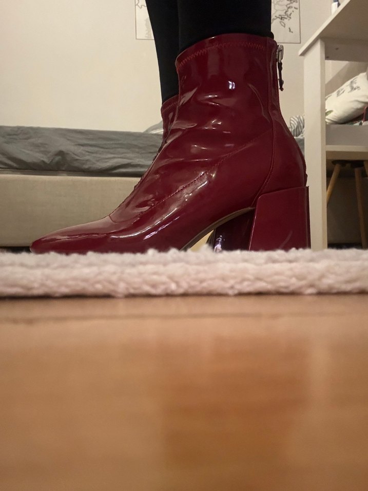 Parlak Kırmızı Deri Kadın Botlar - Görsel 5
