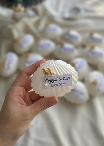 Bohem Beyaz Kabartmalı Deniz Kabuğu Nikah Hediyesi - Görsel 2