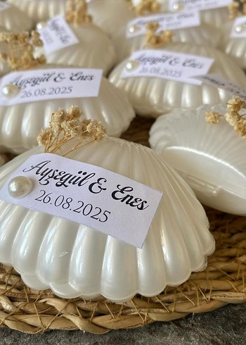 Bohem Beyaz Kabartmalı Deniz Kabuğu Nikah Hediyesi