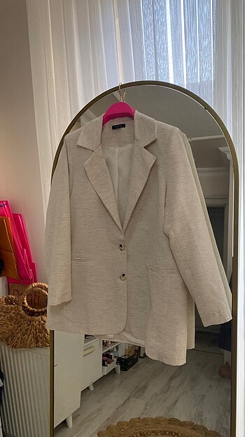 Krem blazer ceket