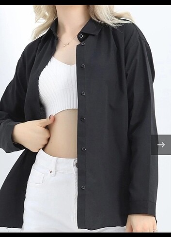 Kadın oversize siyah gomlek 