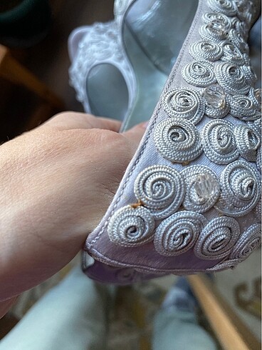 Gümüş saten platform ayakkabı - Görsel 7