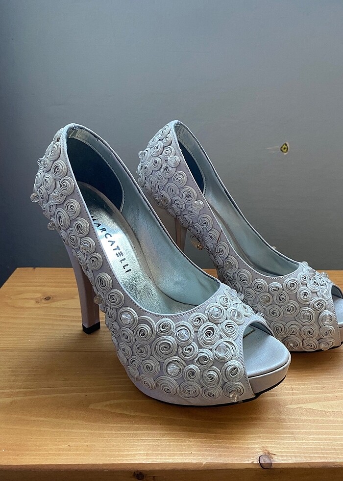 Gümüş saten platform ayakkabı - Görsel 2