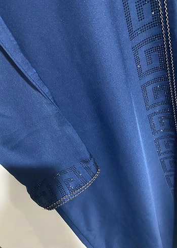 Nakışlı Lacivert Uzun Kadın Elbise - Görsel 2