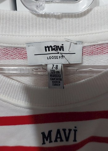 Kırmızı Çizgili Pamuklu Kadın Sweatshirt - Görsel 2