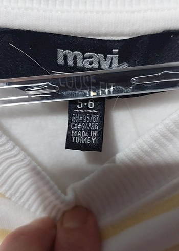 cocum Beyaz Çizgili Pamuklu Sweatshirt unisex - Görsel 2
