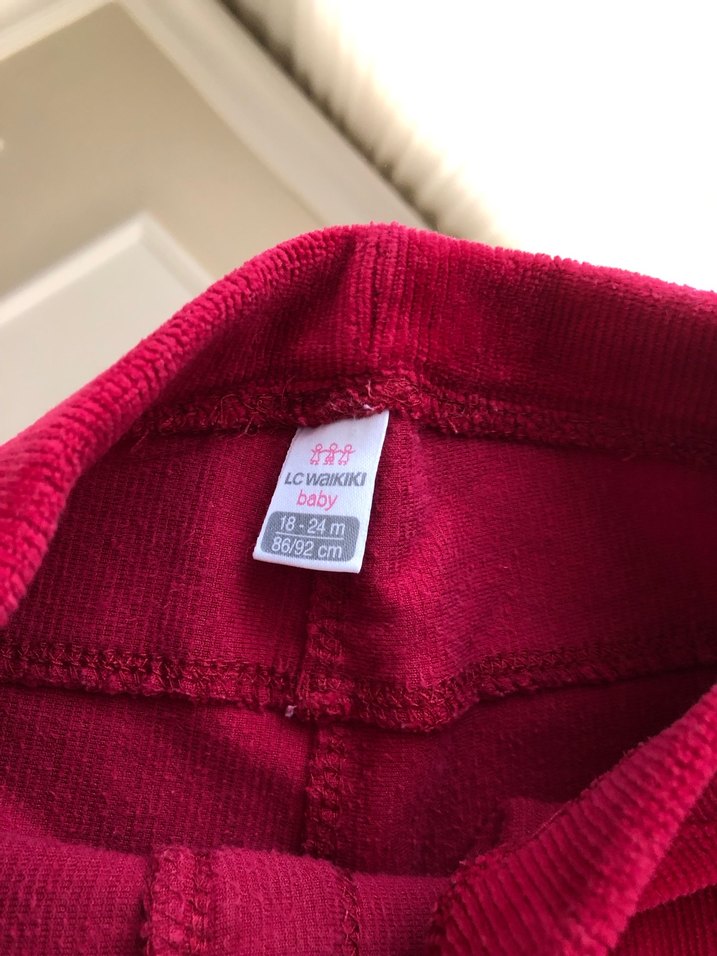 Kız Çocuk Kırmızı Kadife Tayt - Görsel 2