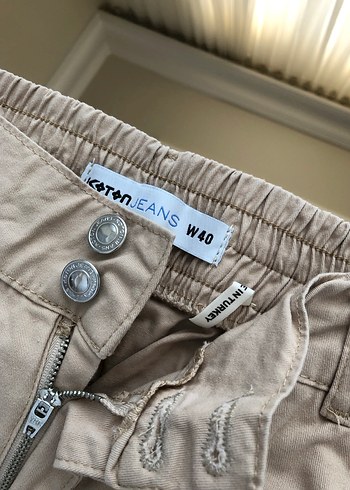 Bej Rahat Kesim Kadın Kargo Pantolon - Görsel 3