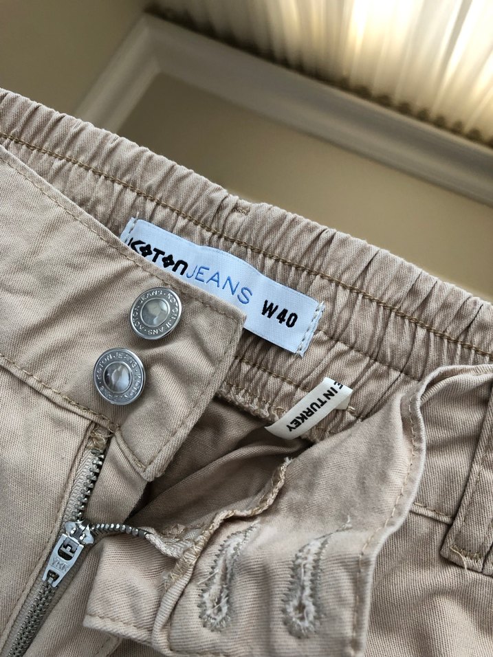 Bej Rahat Kesim Kadın Kargo Pantolon - Görsel 3