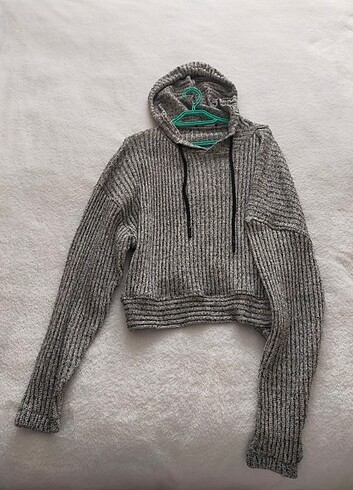 Zara Gri kapüşonlu sweatshirt