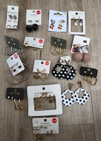 Accessorize Bohem Mini Altın Küpeler, Puantiyeli ve Boncuklu