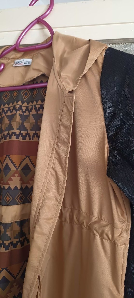 Bohem Tarzı Uzun Camel trençkot - Görsel 2