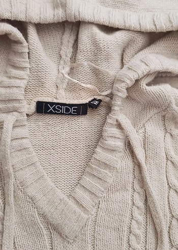 Bej Kapüşonlu Örgü Kadın Kazak - Görsel 5