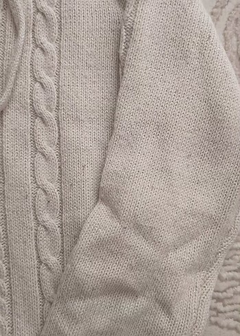 Bej Kapüşonlu Örgü Kadın Kazak - Görsel 3