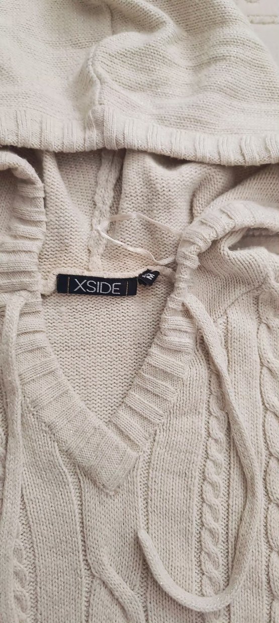 Bej Kapüşonlu Örgü Kadın Kazak - Görsel 5