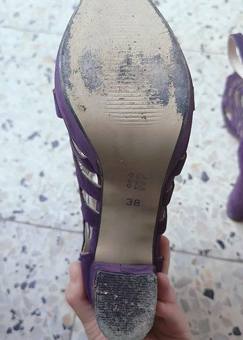 Mor Süet Platform Topuklu Kadın Akşam Ayakkabısı - Görsel 4