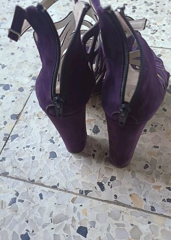 Mor Süet Platform Topuklu Kadın Akşam Ayakkabısı - Görsel 3